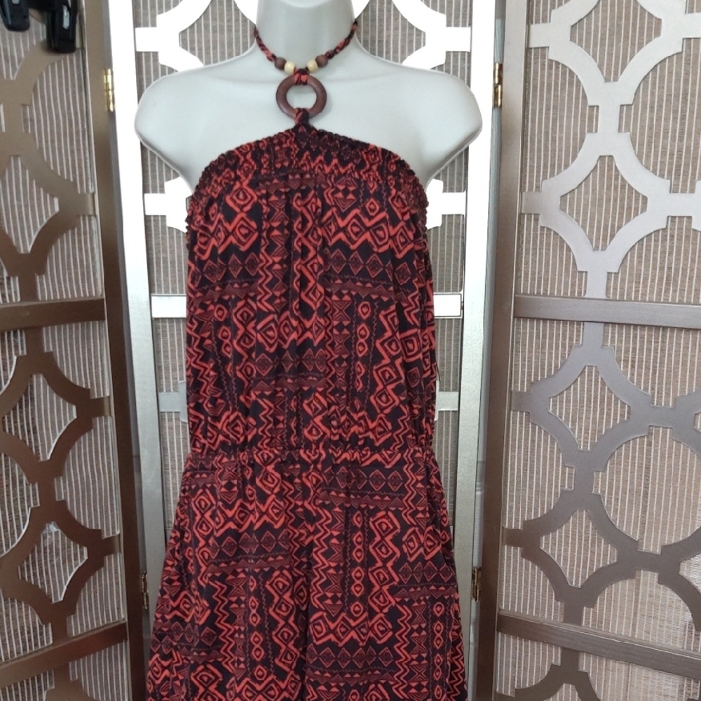 No Boundaries Red and Black Halter Jumper